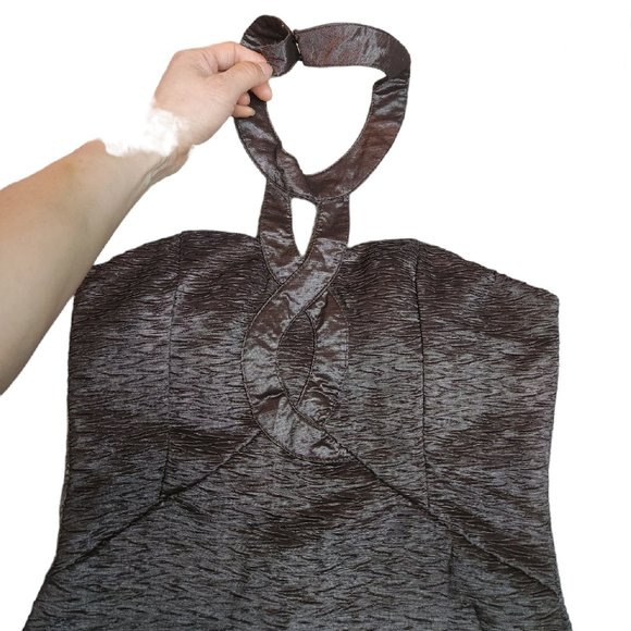 Romeo & Juliet Couture Bodycon Brown Cut Out Halter Backless Dress Size M - Picture 5 of 9